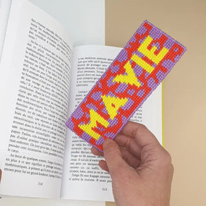 Canevas terminé MA VIE motif pois colorés, style minimaliste tendance – déco créative DIY FUKURI