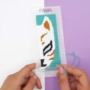 Kit canevas moderne format marque-pages FUkuri renard japonais