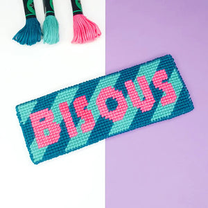 Canevas débutant bisous rayé format marque-pages