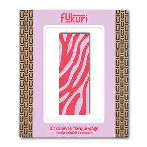 Packaging du kit canevas débutant motif zèbre en boîte carton recyclable Fukuri, DIY créatif et tendance