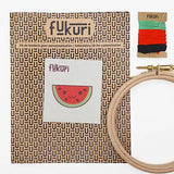 20043-Broderie-Fukuri-kit-broderie-pasteque-complet-broderie débutant kawaii watermelon embroidery