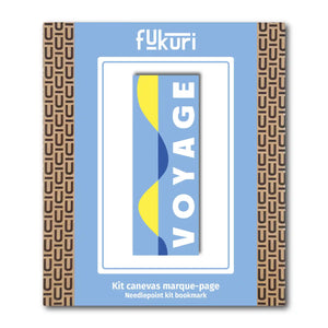 Kit canevas FUKURI au motif voyage. canevas très moderne qui se transforme en marque-page. Il est très facile à réaliser même pour les enfants à partir de 10 ans.