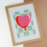 Kit canevas fukuri en forme de ballon coeur sur motif à carreaux
