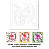 Fukuri colorations différentes pour carte à peindre ou colorier et motif chats japonais