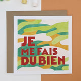 Carte créative je me fais du bien à colorier, peindre ou broder, motif camouflage