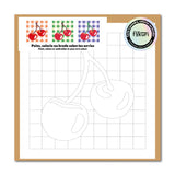 Carte à peindre ou colorier et motif cerises Fukuri