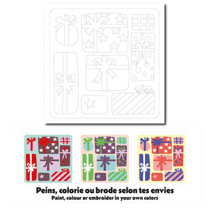 Exemple de coloriages pour la carte créative cadeaux de noël