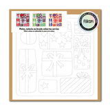 Carte créative DIY et son enveloppe kraft à peindre, broder ou colorier au motif de cadeaux de Noël