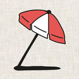 Illustration pour apprendre à broder sur ses vêtements un joli parasol.Le kit de broderie fukuri est accessible aux débutants.