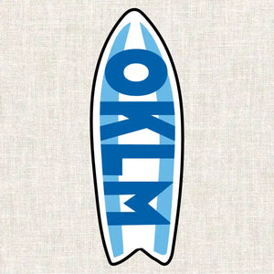 Illustration du motif de planche de surf du kit broderie Fukuri très moderne. 
