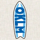 Illustration du motif de planche de surf du kit broderie Fukuri très moderne. 