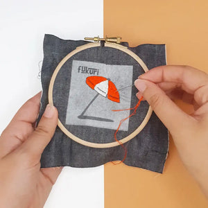 Réalisation du kit broderie Parasol de fukuri sur tissu
