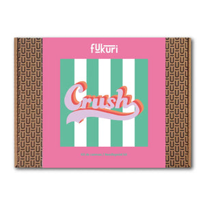 Boite du kit canevas Crush de Fukuri et son motif pop sur fond rayé