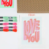 Contenu du kit canevas moderne Love You de Fukuri