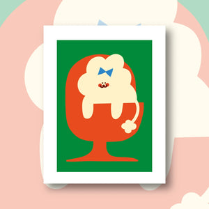 Illustration kit canevas Fukuri Bichon en collaboration avec Lulu La Nantaise illustratrice