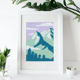 Kit canevas Montagne aux coloris pastels encadré