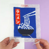 Réalisation du kit canevas complet Fukuri au motif de Ramen japonais et Kanji Ramen