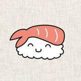 Illustration du motif du kit de broderie Sushi crevette sur le thème du japon