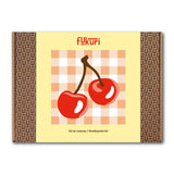 Packaging du kit canevas Cerises vichy en boîte recyclable design Fukuri
