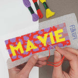 Canevas DIY MA VIE en cours, motif pois vifs sur toile imprimée – activité créative dès 10 ans