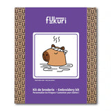 Packaging du Kit de broderie complet Capybara en baignade dans son onsen