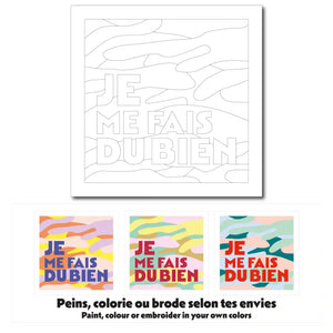 Exemples de colorations pour la carte créative Je me fais du bien, à colorier, peindre ou broder.