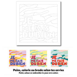 Exemples de colorations pour la carte créative Je me fais du bien, à colorier, peindre ou broder.