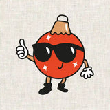 Illustration du kit de broderie Boule de Noël rouge cool