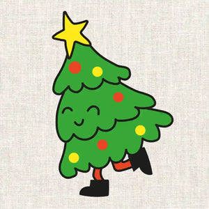 Illustration du kit de broderie sapin de noël heureux et mignon