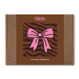packaging du kit Canevas Noeud moderne motif animalier zèbre et nœud rose éclatant, boite cadeau DIY
