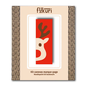 Packaging du kit de canevas marque page au motif de Renne de Noël