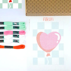 Matériel du kit canevas ballon coeur Fukuri