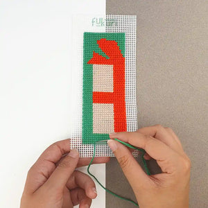 Réalisation du kit de canevas marque-page cadeau de noel au demi-point de canevas