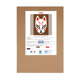 Canevas moderne Kitsune, renard stylisé inspiré de la culture japonaise, prêt à broder avec kit sans fils pour changer les couleurs