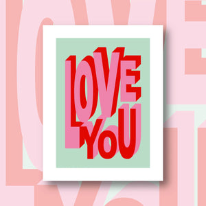 Illustration Love you pour le canevas fukuri