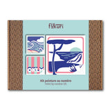 Kit de peinture au numéro autour du thème estival de la plage. Le kit est composé de 3 cartes à peindre et est accessible aux débutants et enfants à partir de 10 ans.