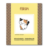 Kit broderie complet avec motif imprimé chat, fils colorés, aiguille à broder et cercle