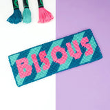 Canevas débutant bisous rayé format marque-pages