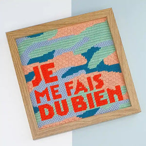 Canevas fukuri encadré motif je me fais du bien en points de canevas fantaisie