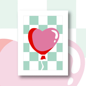 Illustration motif coeur ballon pour un canevas moderne et épuré pour dire je t'aime