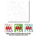 Exemple de colorations pour la carte créative au slogan Ho Ho Ho du père Noel. 