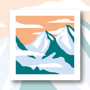 Projet DIY canevas Montagnes, design minimaliste et apaisant sur toile carrée