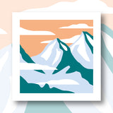 Projet DIY canevas Montagnes, design minimaliste et apaisant sur toile carrée
