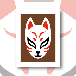 Illustration du kit canevas Fukuri au motif de masque de Renard appelé Kistune au japon