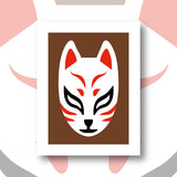 Illustration du kit canevas Fukuri au motif de masque de Renard appelé Kistune au japon