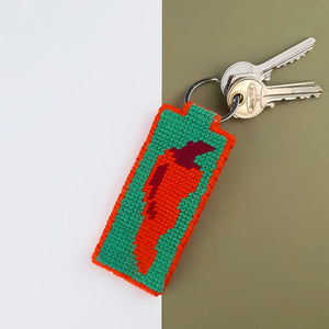 Réalisation du kit de canevas porte-clés  une face Piment et une face Hot