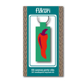 Packaging du kit canevas porte-clés au motif Piment d'un côté