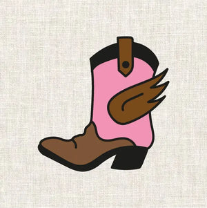 Illustration du kit de broderie Bottes de cowgirl de Fukuri