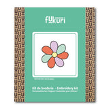 Packaging du kit Broderie complet au motif de fleur multicolore