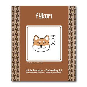 Packaging du kit broderie Shiba Inn qu motif de chien japonais très Kawaii